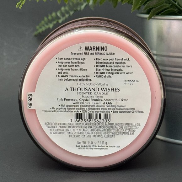 BBW A Thousand Wishes Bath & Body Works 3 Wick Candle - Picture 9 of 10